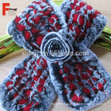 100% Real Knitted Rex Rabbit Fur Scarf